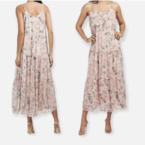 Sleeveless Floral Tiered Midi Dress - Pink